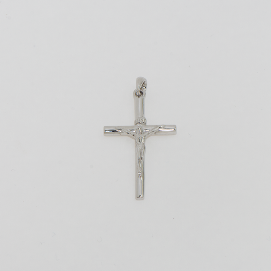 Grosser rhodinierter Kreuz Anhänger aus Silber 925 für Damen und Herren im klassischen und eleganten Design.