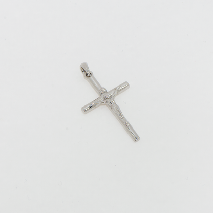 Grosser rhodinierter Kreuz Anhänger aus Silber 925 für Damen und Herren im klassischen und eleganten Design.