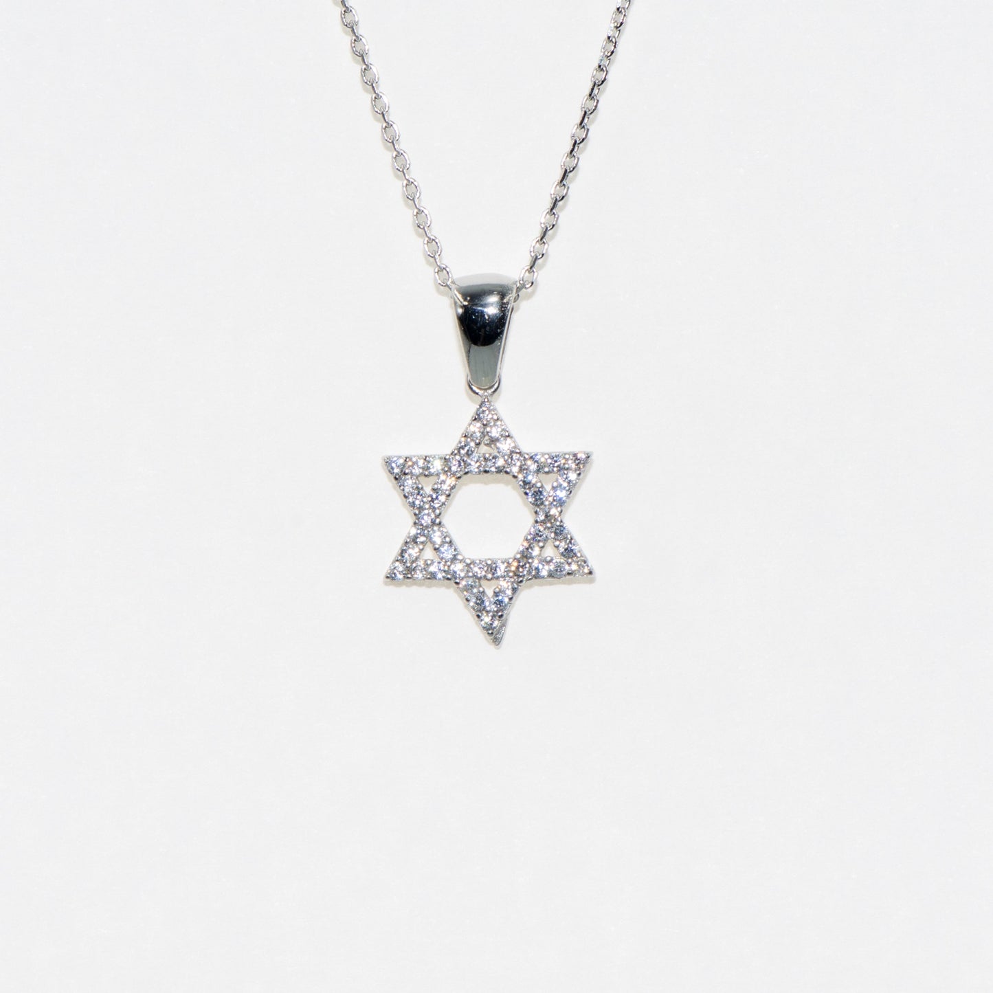 Halskette mit Anhänger Symbol Davidstern aus 925 Silber mit Zirkonia