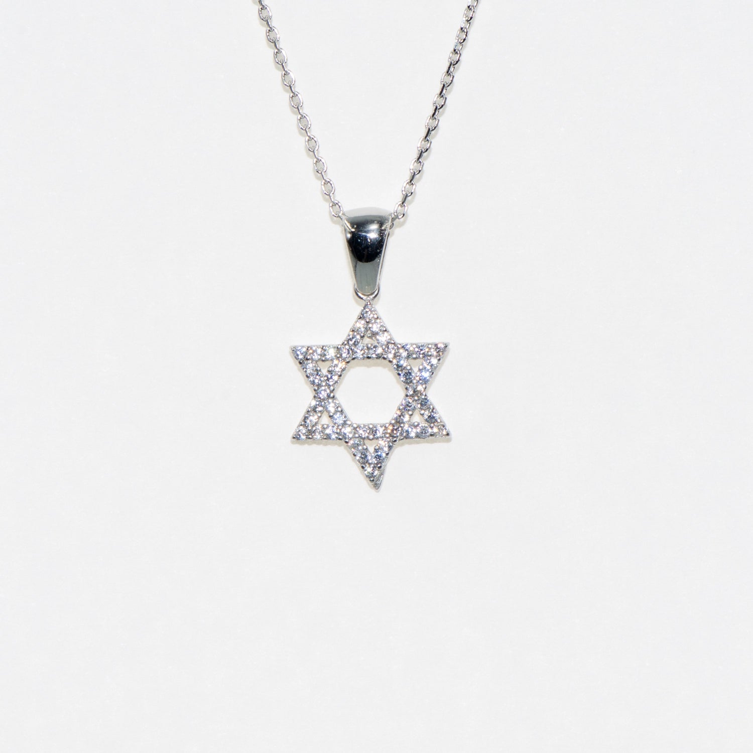 Halskette mit Anhänger Symbol Davidstern aus 925 Silber mit Zirkonia