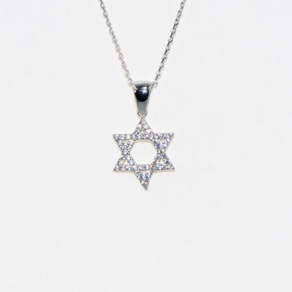 Halskette mit Anhänger Symbol Davidstern aus 925 Silber mit Zirkonia