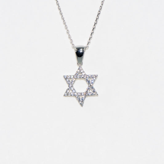 Halskette mit Anhänger Symbol Davidstern aus 925 Silber mit Zirkonia