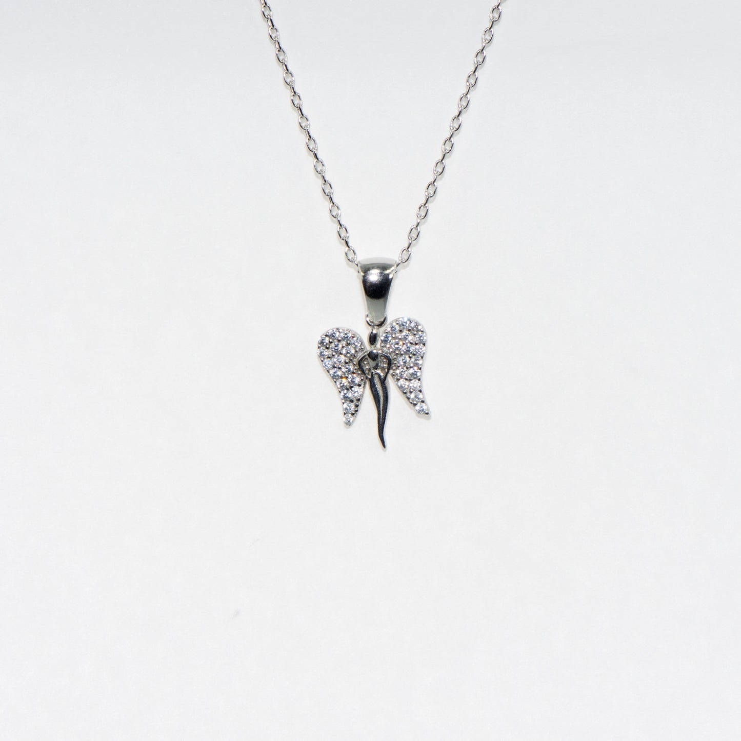 Halskette mit Engelsflügel Anhänger aus 925 Silber mit Zirkonia