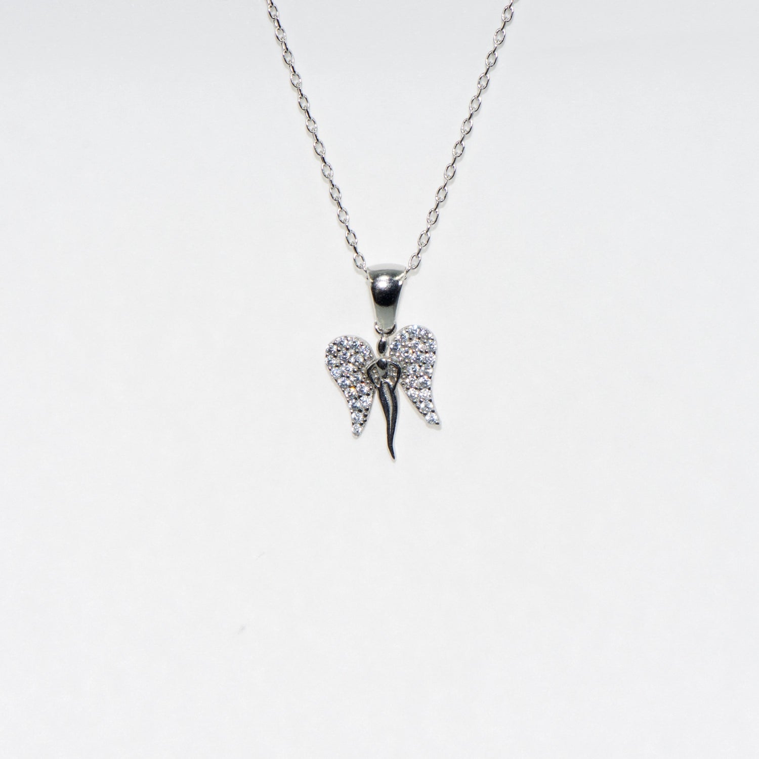 Halskette mit Engelsflügel Anhänger aus 925 Silber mit Zirkonia