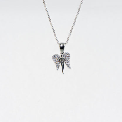 Halskette mit Engelsflügel Anhänger aus 925 Silber mit Zirkonia