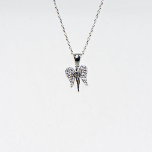 Halskette mit Engelsflügel Anhänger aus 925 Silber mit Zirkonia