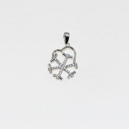 Herz Schneeflocke Anhänger aus Silber 925 mit weißen Zirkonia Steinen