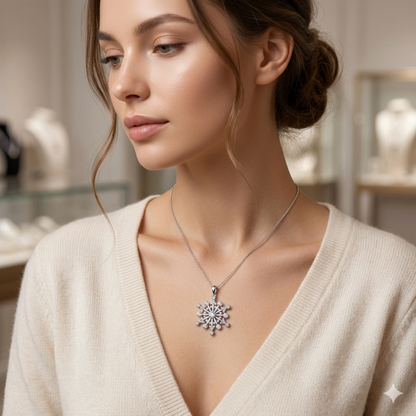 Schneeflocke Anhänger Silber aus 925 Silber mit weissen Zirkonia von Everyday Schmuck
