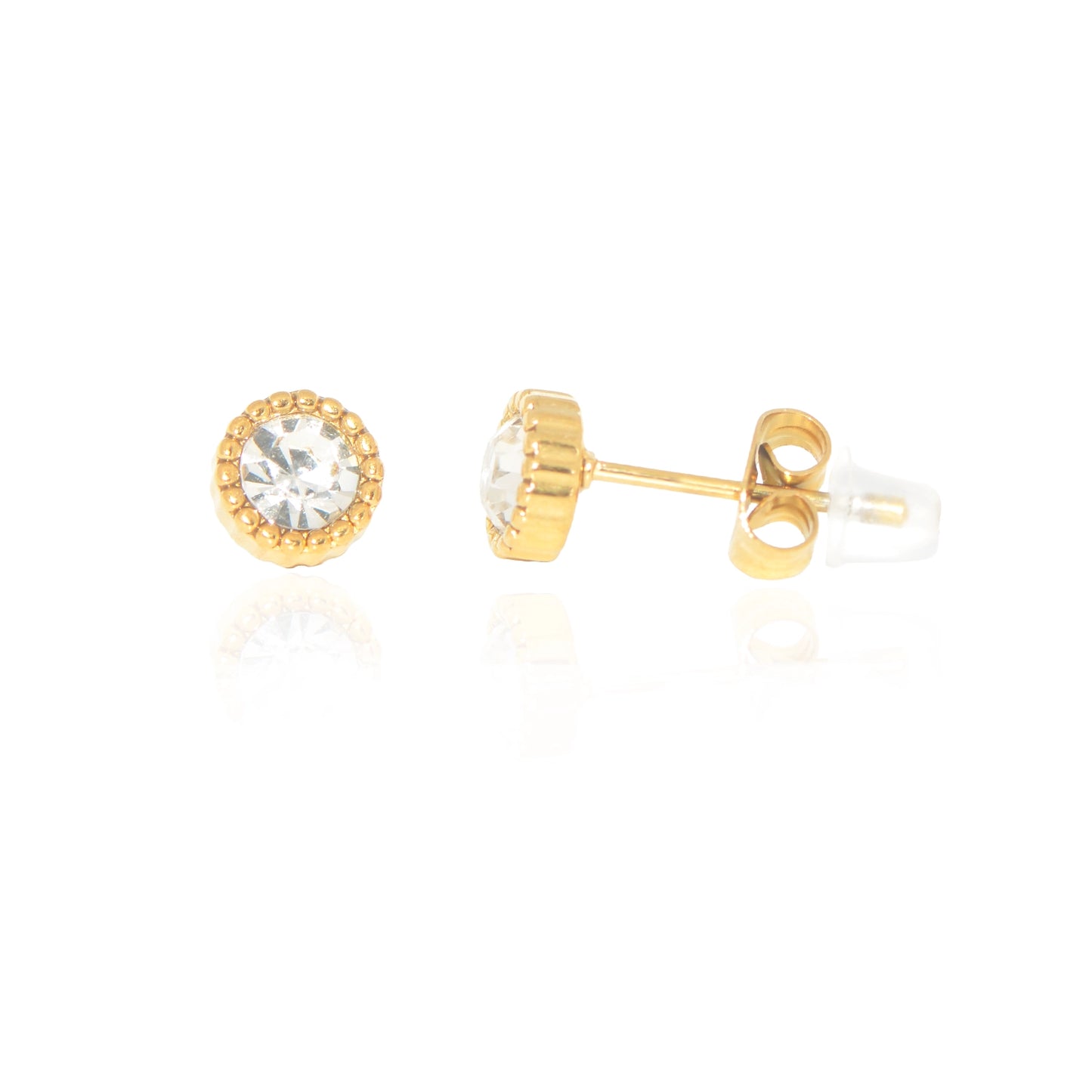 Kleine Runde Edelstahl Ohrstecker Goldfarben mit Zirkonia von EverydaySchmuck Schweiz
