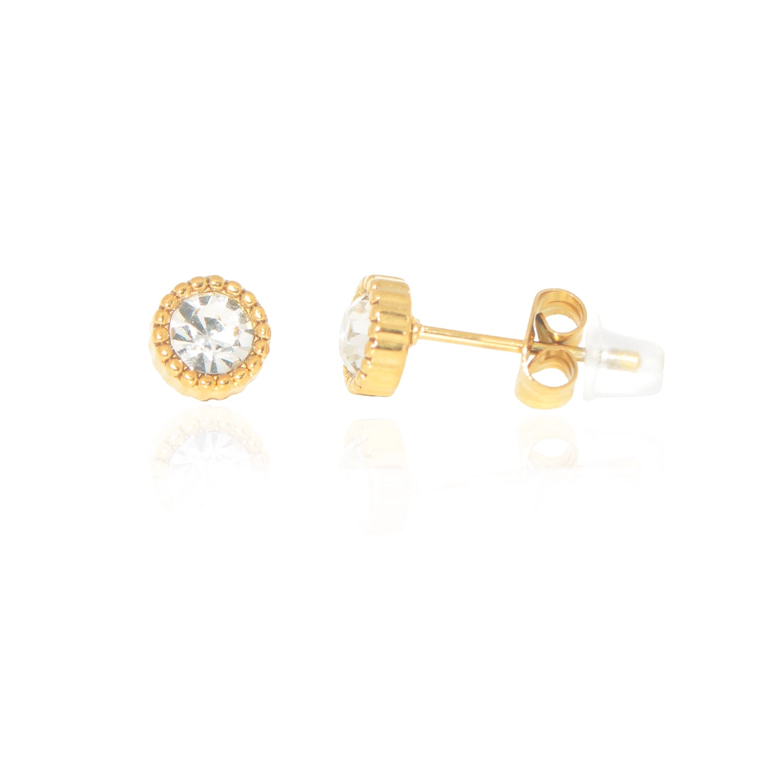 Kleine Runde Edelstahl Ohrstecker Goldfarben mit Zirkonia von EverydaySchmuck Schweiz