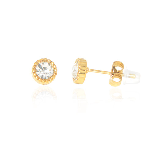 Kleine Runde Edelstahl Ohrstecker Goldfarben mit Zirkonia von EverydaySchmuck Schweiz