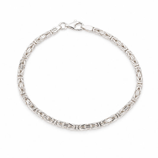 925 Silber Königskette Armband 3,3 mm, 21 cm, kräftig, mit Karabinerverschluss