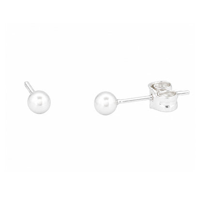 Kleine Silber Ohrringe Kugel 3 mm mit Butterfly-Verschluss, Seitenansicht