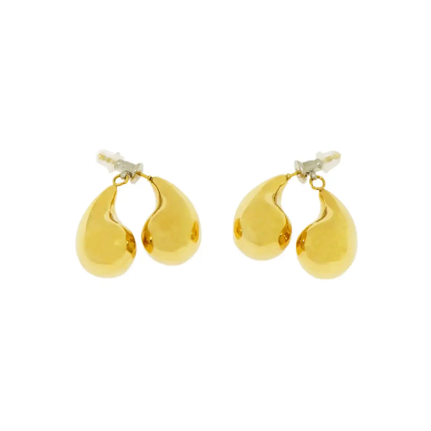 Moderne Doppel Tropfen Ohrringe Goldfarben aus Edelstahl von EverydaySchmuck Schweiz