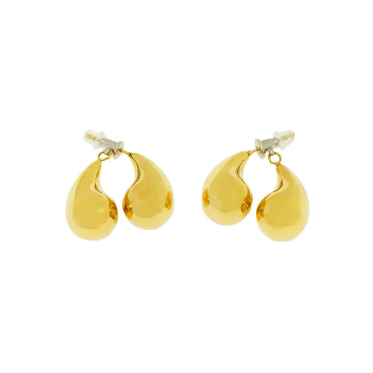 Moderne Doppel Tropfen Ohrringe Goldfarben aus Edelstahl von EverydaySchmuck Schweiz
