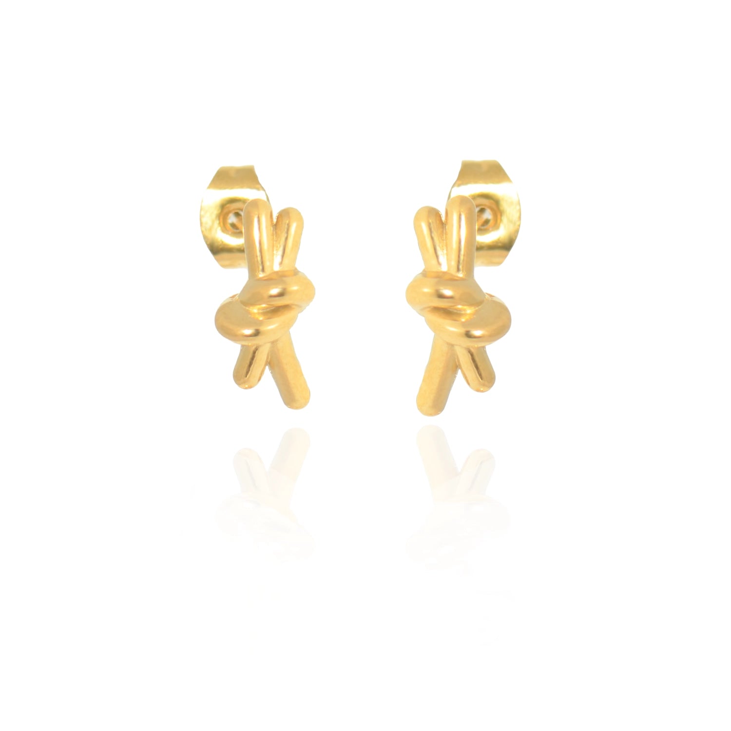 Goldfarbene Schleife Ohrstecker aus Edelstahl, ca. 13 mm, wasserfest und hypoallergen.