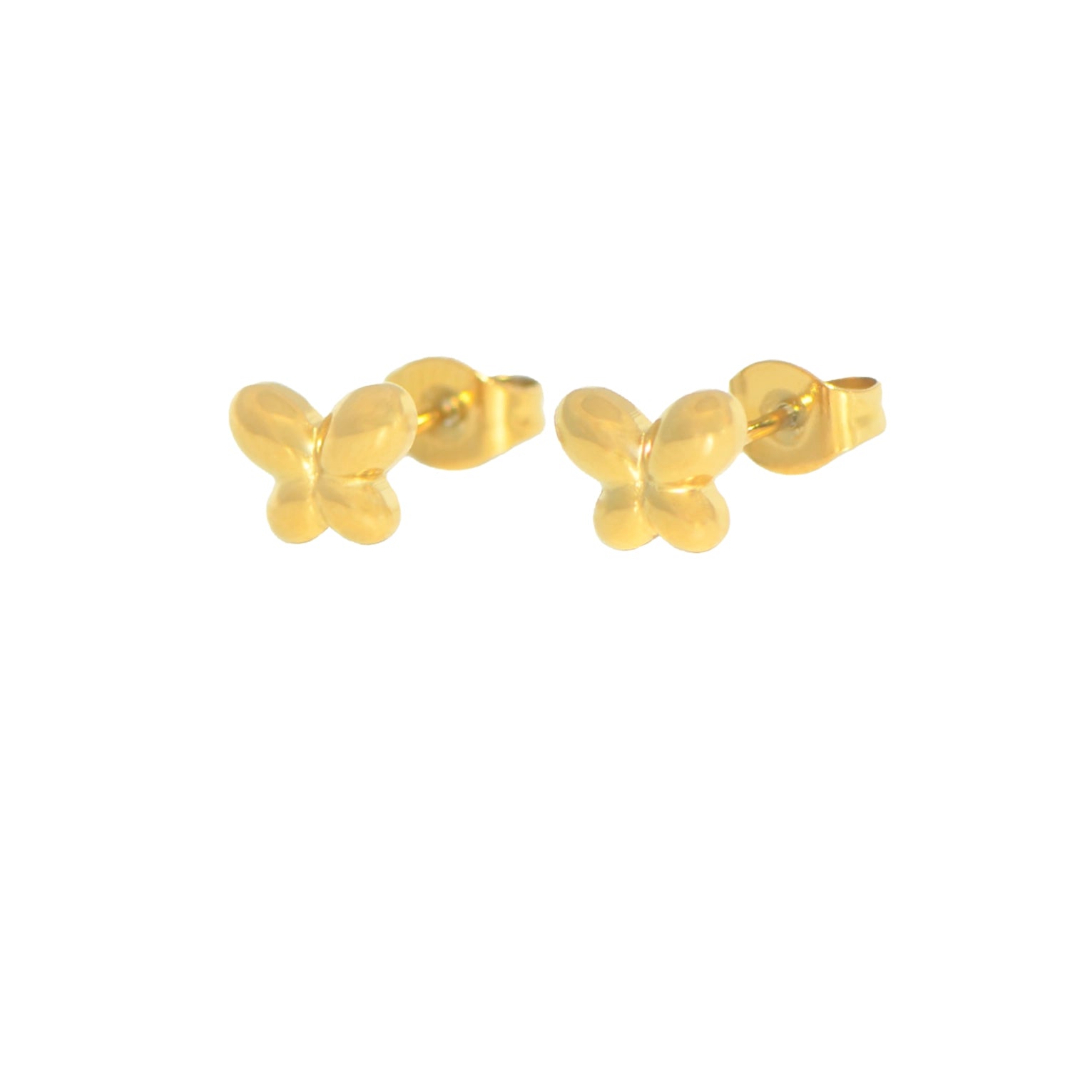 Ohrstecker aus Edelstahl in Goldfarben mit Schmetterling Design, 7.5 mm – wasserfest und hypoallergen.