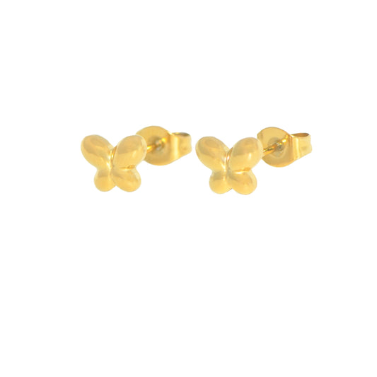 Ohrstecker aus Edelstahl in Goldfarben mit Schmetterling Design, 7.5 mm – wasserfest und hypoallergen.