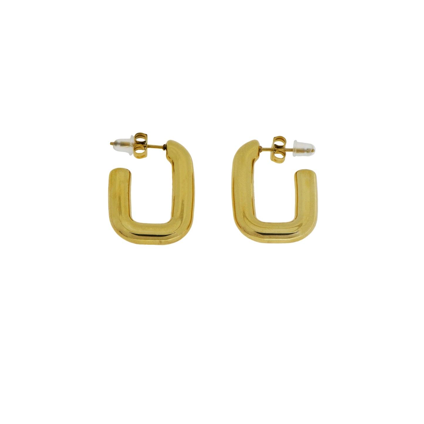 Goldfarbene quadratische Edelstahl Ohrringe von EverydaySchmuck Schweiz