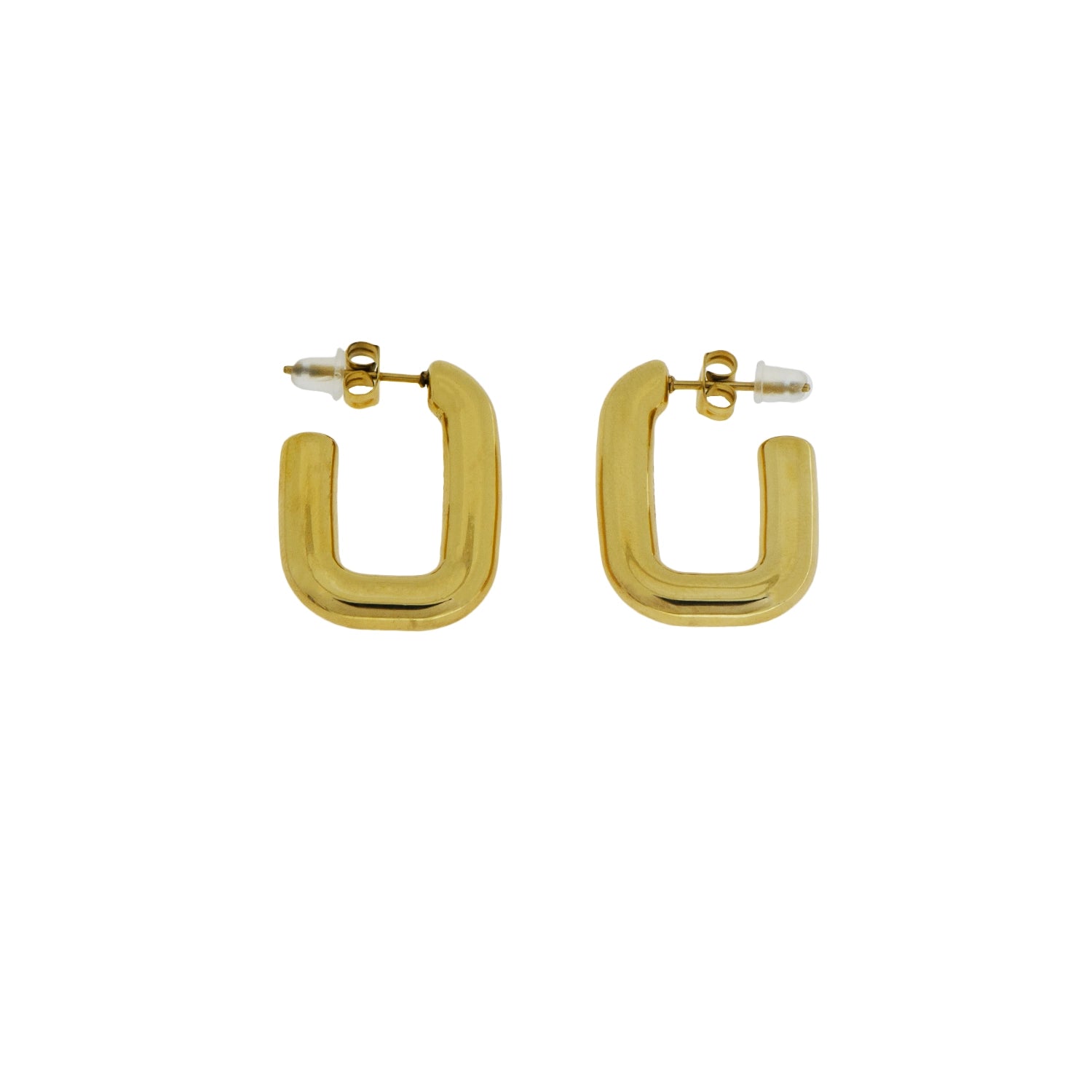Goldfarbene quadratische Edelstahl Ohrringe von EverydaySchmuck Schweiz