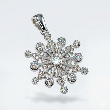 Schneeflocke Anhänger Silber aus 925 Silber mit weissen Zirkonia von Everyday Schmuck