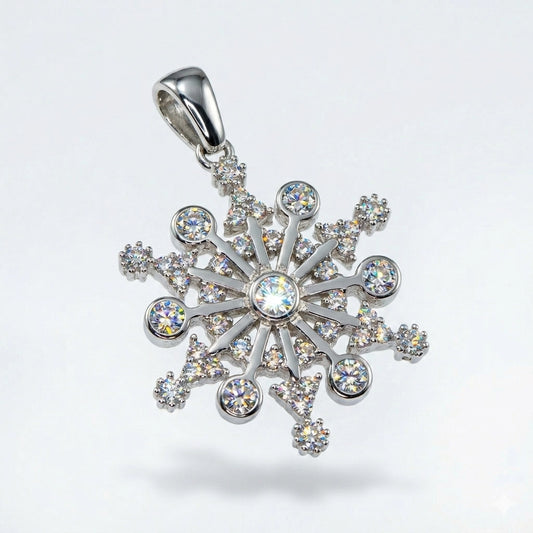 Schneeflocke Anhänger Silber aus 925 Silber mit weissen Zirkonia von Everyday Schmuck