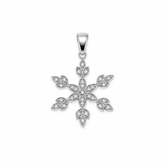 Schneeflocken Design Anhänger aus Silber 925 mit weißen Zirkonia Steinen
