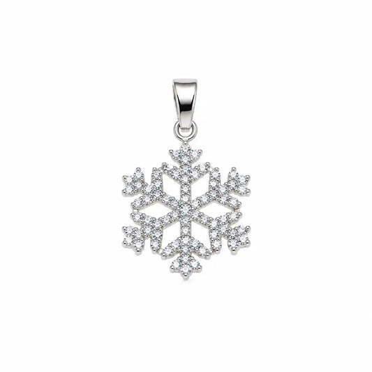 Kleiner Schneeflocken Anhänger aus Silber 925 mit weißen Zirkonia Steinen – filigranes klassisches Design von Everyday Schmuck