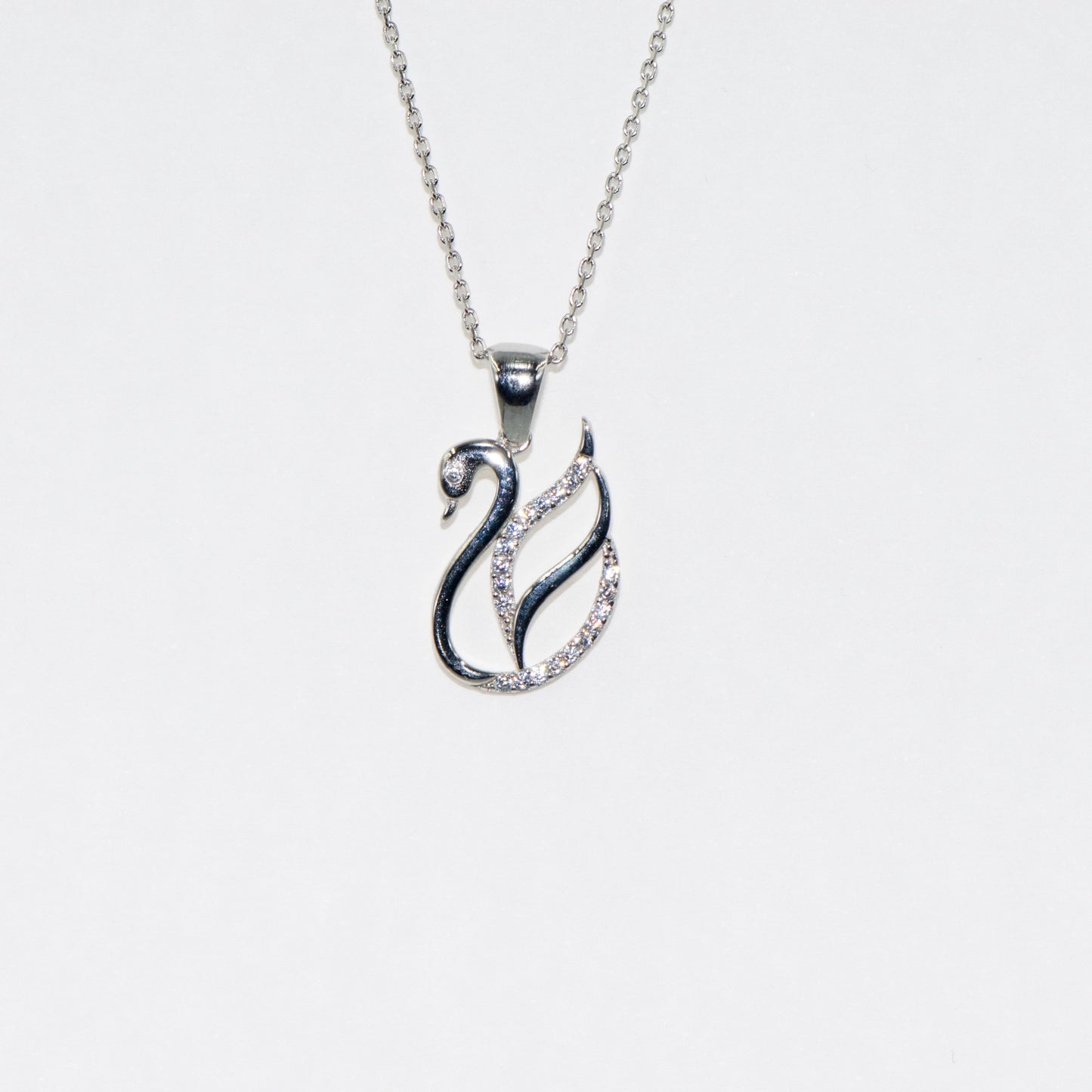 Silber Halskette mit Schwan Anhänger aus 925 Silber mit Zirkonia