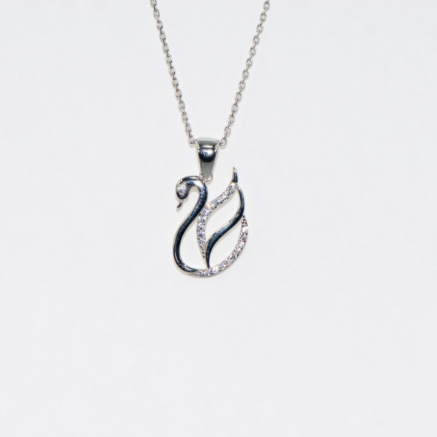 Silber Halskette mit Schwan Anhänger aus 925 Silber mit Zirkonia