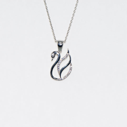 Silber Halskette mit Schwan Anhänger aus 925 Silber mit Zirkonia