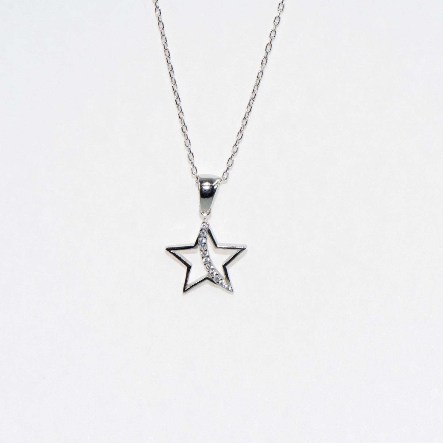 Silber Halskette mit Stern Anhänger aus 925 Silber mit Zirkonia