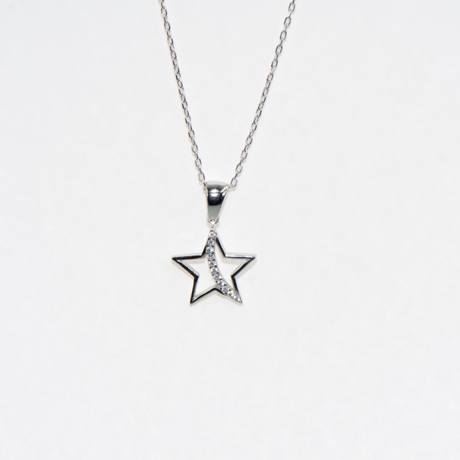 Silber Halskette mit Stern Anhänger aus 925 Silber mit Zirkonia