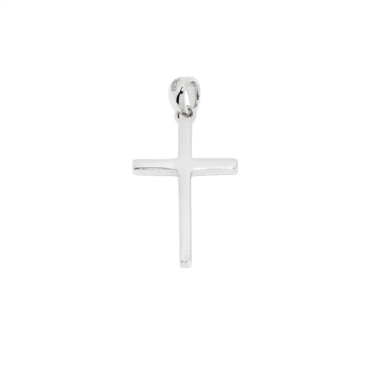 Klassischer rhodinierter Kreuz Anhänger aus Silber 925 für Damen und Herren im eleganten und zeitlosen Design.