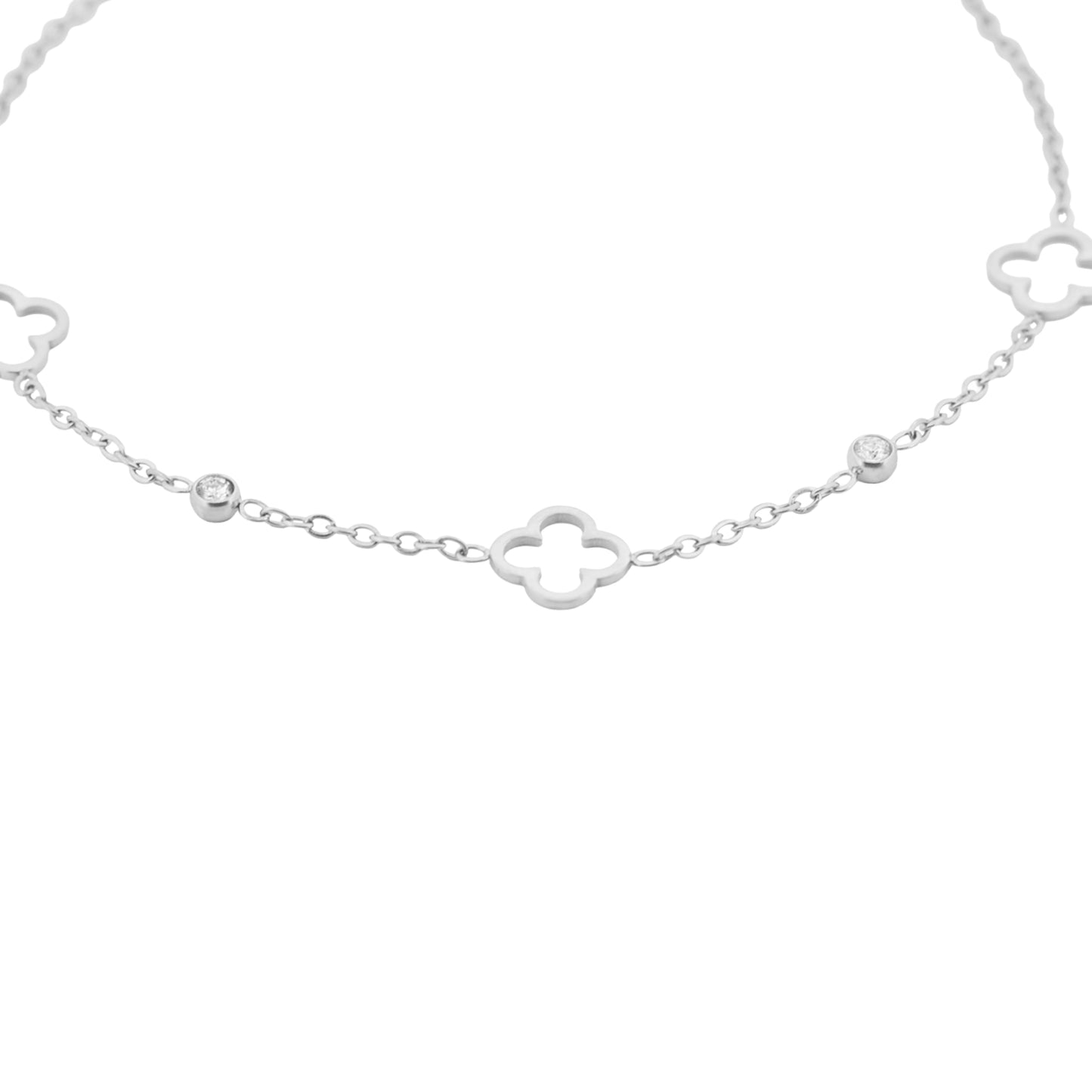 Feines Edelstahl Armband in Silberfarbe mit Blumen und Zirkonia